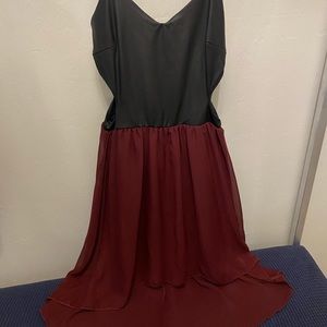 Hi-lo black/burgundy dress